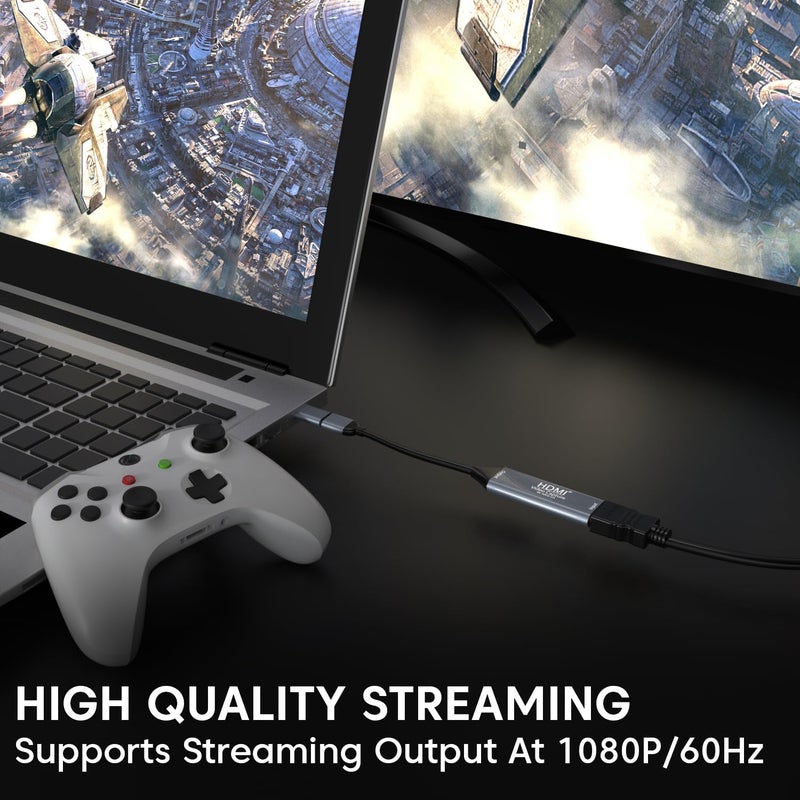 Sounce بطاقة التقاط HDMI مع بطاقة التقاط فيديو USB 3.0 للألعاب، البث، التسجيل والفيديو | دعم دقة Full HD 1080p/ 60FPS | توافق واسع | HDMI إلى USB | بطاقة التقاط USB C - Image 2