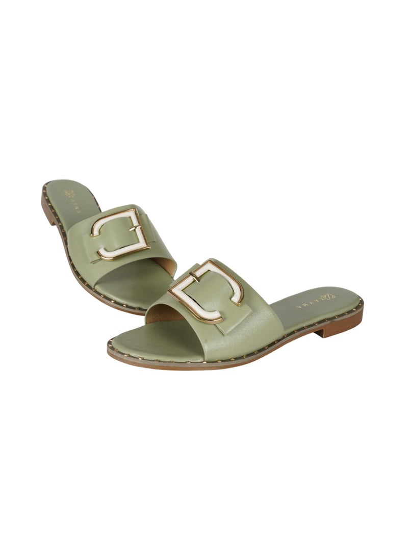 ZAYNA 221-40 Zayna Ladies  Round Toe  Sliders 2A018-2 Green - Image 5