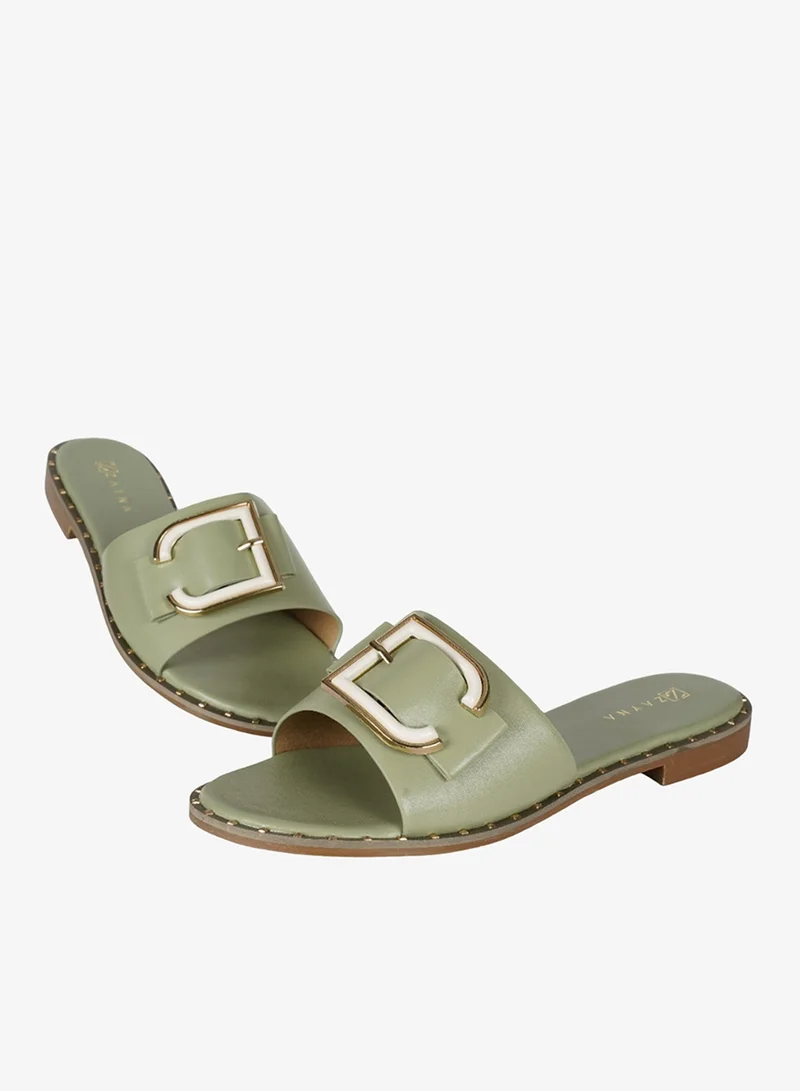 Zayna Green 221-40 Zayna Ladies  Round Toe  Sliders 2A018-2 Green for Women | Best Price UAE
