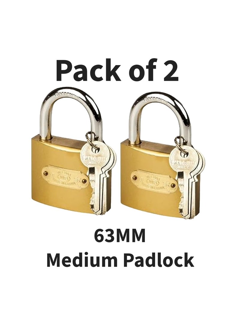 TEELLON TEELLON 63MM HeavyDuty Golden Pressing Padlock with 3 Keys for Home Main Door Hard Imported Lock Suitable for Shutter Locking House Channel Gate Fence Shop Indoor OutdoorUses 63MM Pack of 2  - Image 2