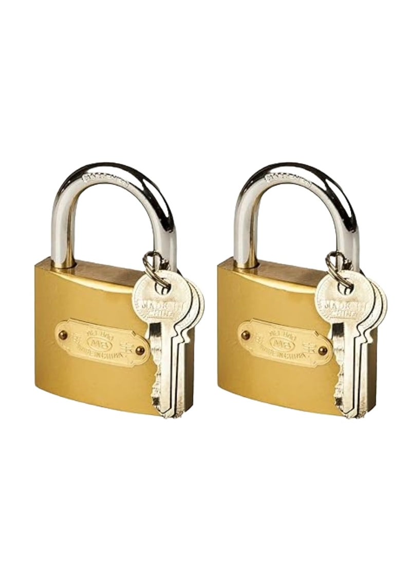TEELLON TEELLON 63MM HeavyDuty Golden Pressing Padlock with 3 Keys for Home Main Door Hard Imported Lock Suitable for Shutter Locking House Channel Gate Fence Shop Indoor OutdoorUses 63MM Pack of 2  - Image 1