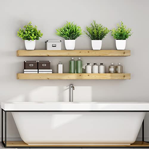 Yoratee 4 Pot Small Fake Plant Flowerpot Artificial Plastic Eucalyptus Plant Wheat Grass Shrub Plant Indoor Desk Coffee Table Bathroom Bedroom Home Decoration (4) - Image 5