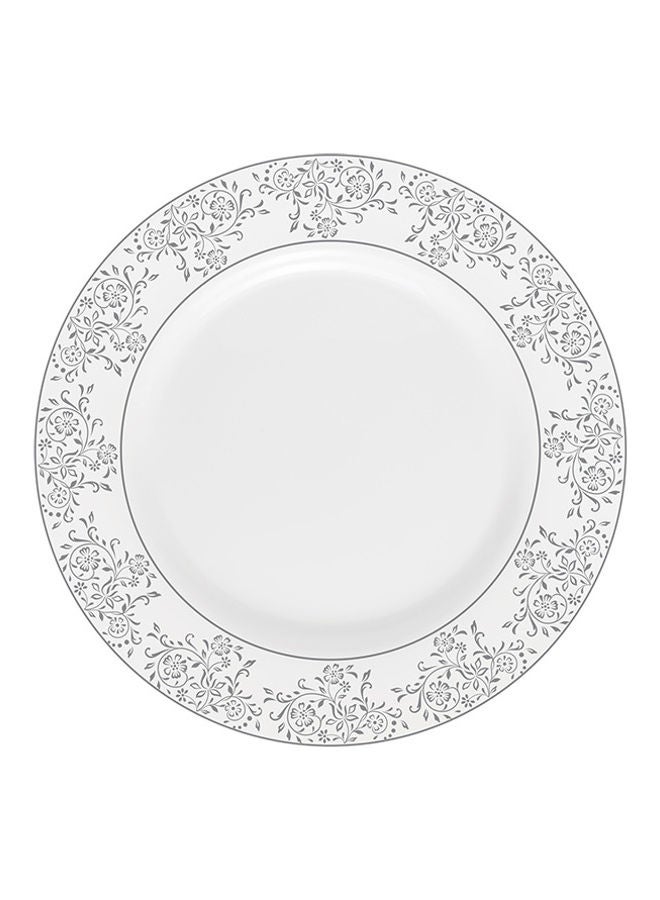 Royalford Velvett Collection 11" Area Grey Full Plate- RF11746 Premium-Quality Opalware, Light-Weight and Food-Grade Plate with Elegant Floral Design White 11inch