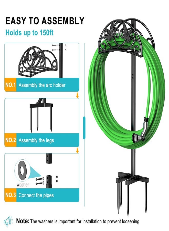 Keten Garden Hose Holder, Detachable Metal Water Hose Holder Stand, Heavy Duty Freestanding Garden Hose Reel Rack and Hose Storage Organizer for Outside Yard - Image 3