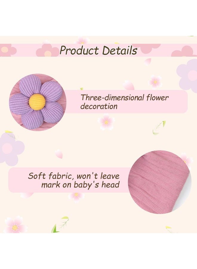 CÉLLOT 5 Pcs Baby Flower Headbands Baby Girls Nylon Headbands Soft Hairbands Hair Accessories for Newborn Infant Toddler Kids(Vibrant Color-Nylon Fabric with Horizontal Stripes) - Image 4