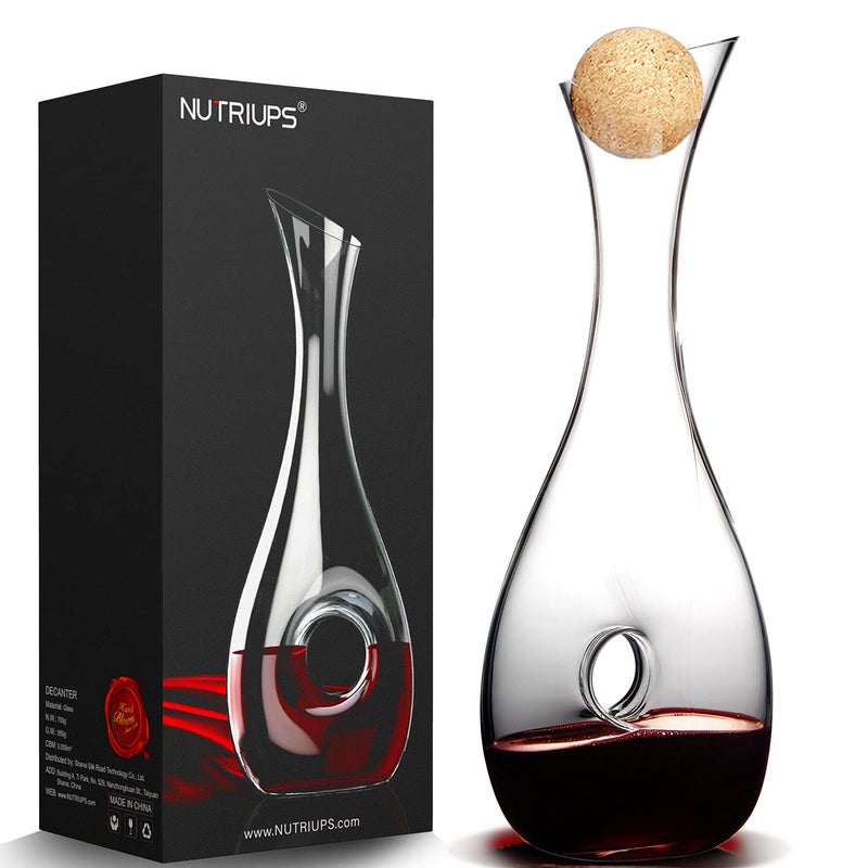 NUTRIUPS NUTRIUPS Wine Decanter with Stopper Hand Blown Wine Carafe Pierced Decorative Snail Decanter with Brush 