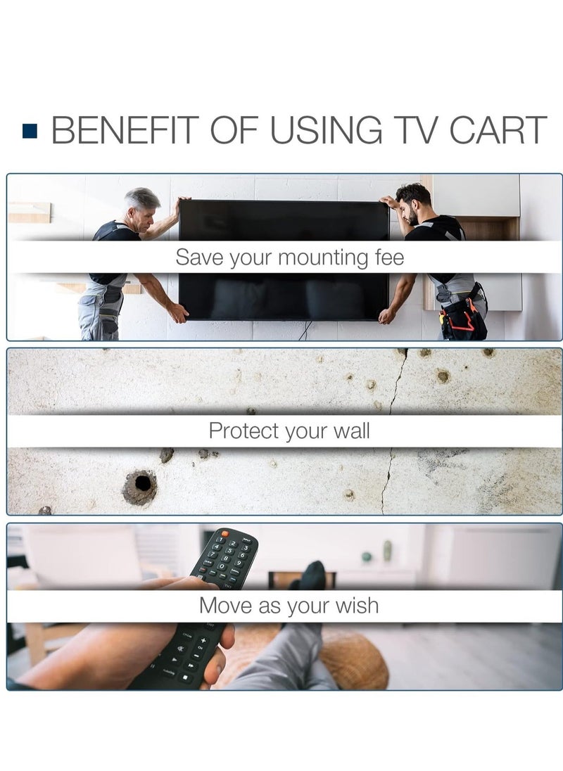 HYX حامل تلفاز محمول HYX - حامل أرضي متحرك لتلفزيونات بحجم 32-75 بوصة، ارتفاع قابل للتعديل، تصميم أنيق - Image 5