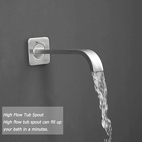Heable Brushed Nickel Shower System Bathroom Shower Faucet Set with Tub Spout Wall Mounted 8 Inch Shower Head and Handle Set with Handheld 3 Function Tub and Shower Trim Kit with Valve - Image 5