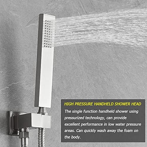 Heable Brushed Nickel Shower System Bathroom Shower Faucet Set with Tub Spout Wall Mounted 8 Inch Shower Head and Handle Set with Handheld 3 Function Tub and Shower Trim Kit with Valve - Image 4
