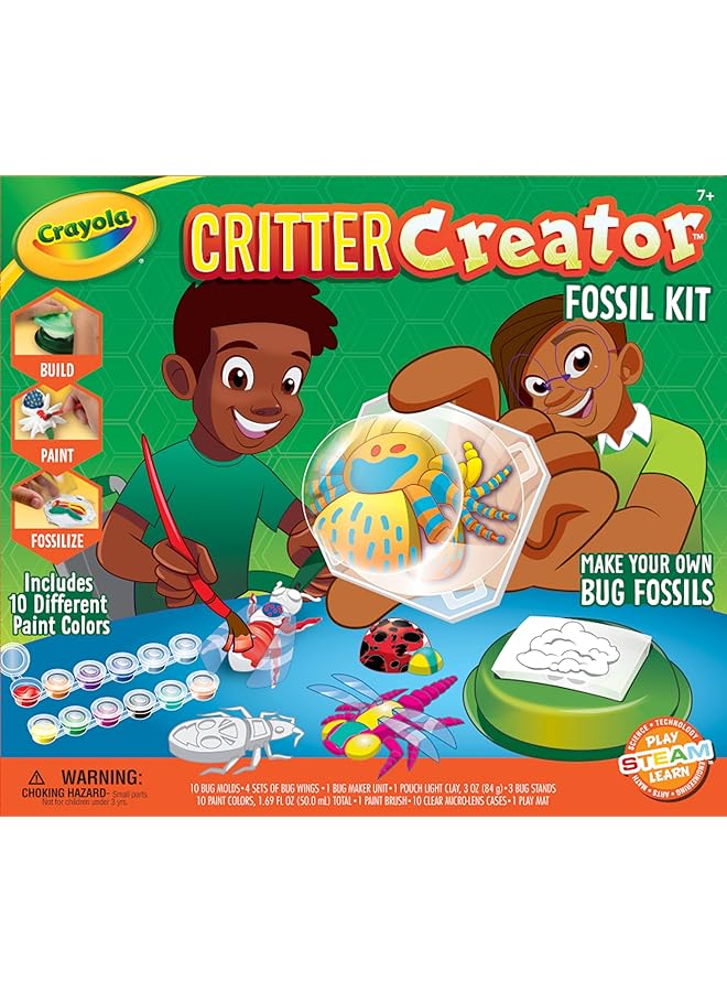 Crayola Metallic Clay Art Kit With Paints Fossil Molds Gift For Kids Ages 7 8 9 10 - Image 1