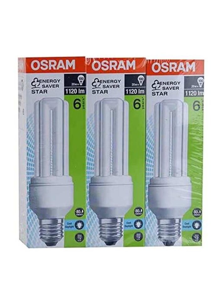 Osram - Osram Energy Saver T4 CFL Lamp 20W Cool Daylight Set of 3 - Image 1