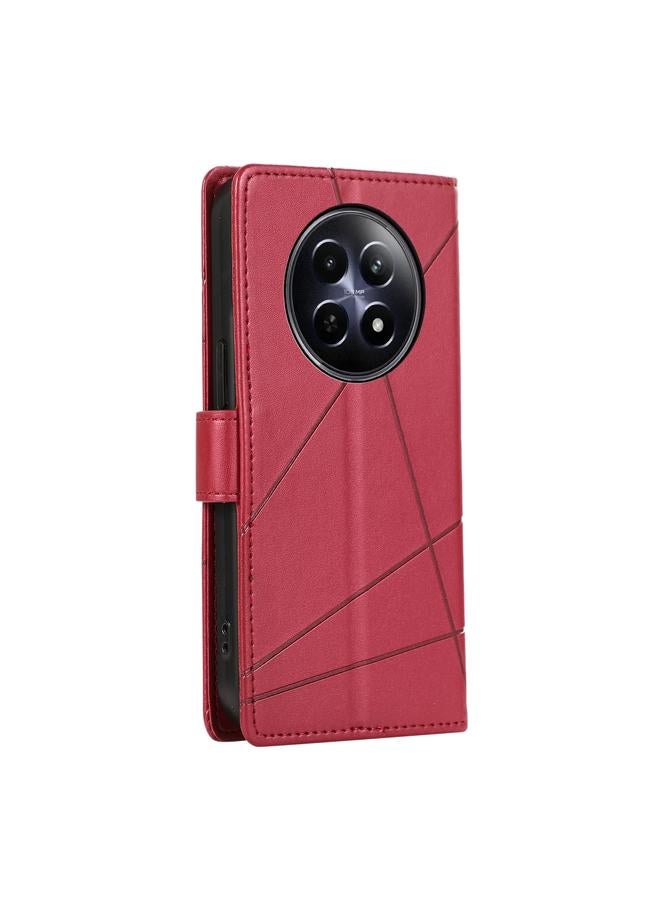 اس-توب جراب لهاتف Realme 12 5G مصنوع من جلد البولي يوريثان الأصلي ومزخرف بخطوط منقوش - Image 3