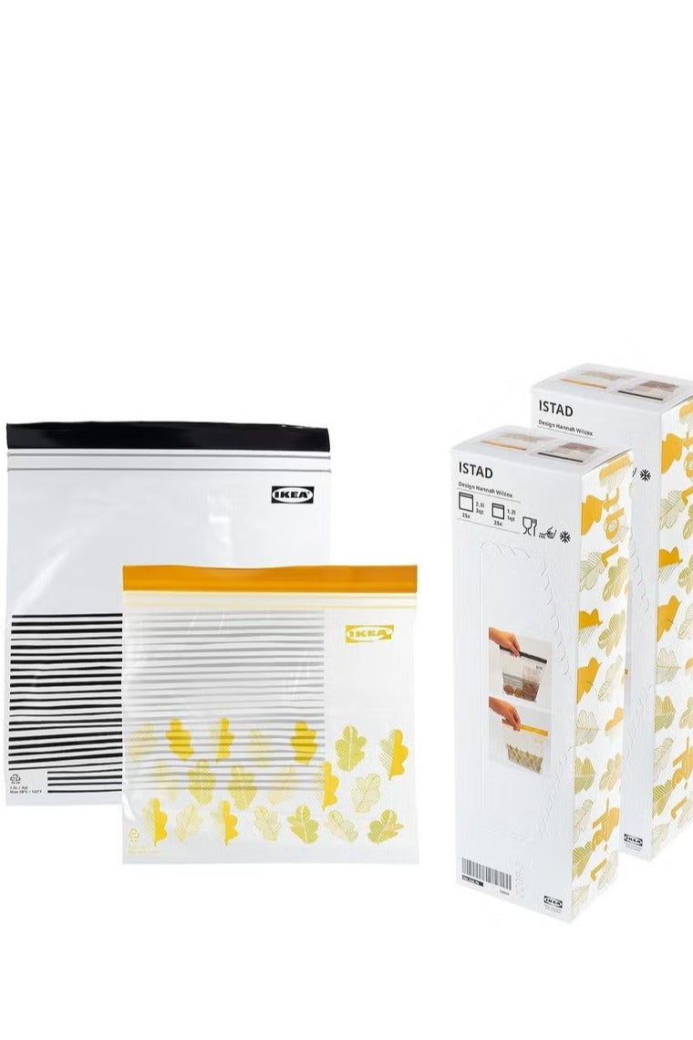 اكياس قابل لاعادة الاغلاق ايستاد رمادي زيبلوك 50 قطعة اكياس ساندويتشات ومجمد الطعام - Image 1