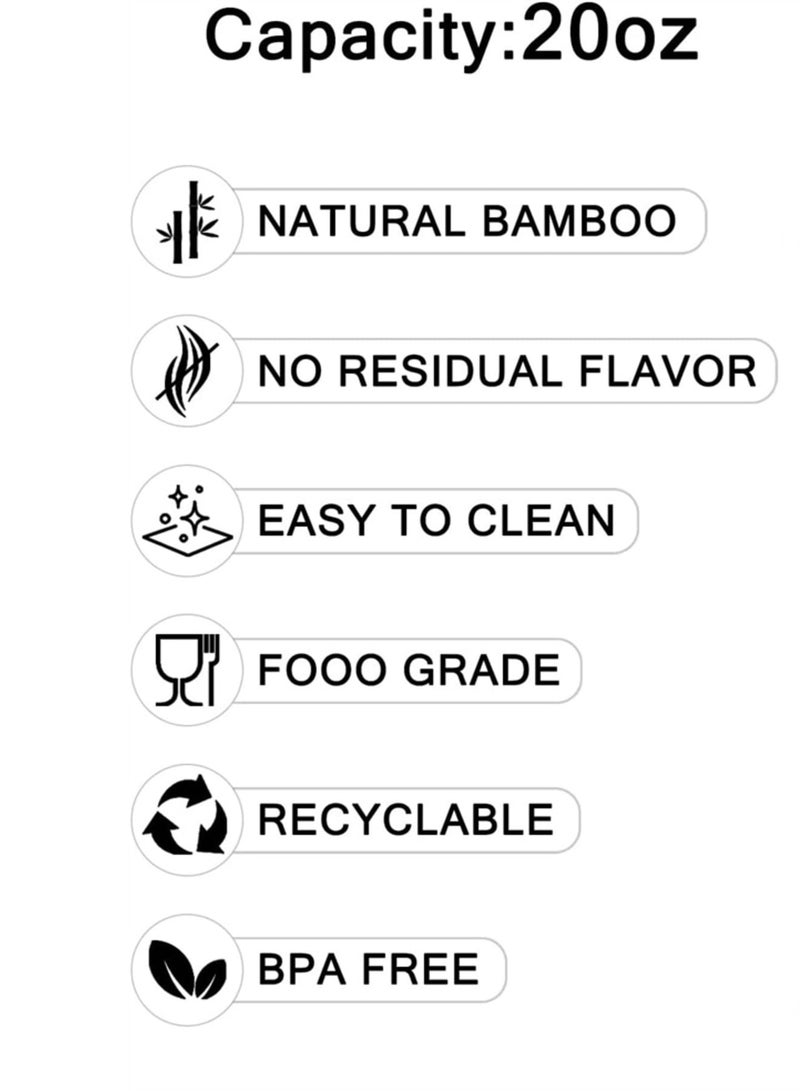 Luckam Glass Tumbler with Straw and Bamboo Lid and 600ml Creative Chic Drinking Cup Transparent Straw Glass Bottle Iced Coffee Cup Smoothie Cups Tumbler with Silicone Protective Sleeve - Image 5