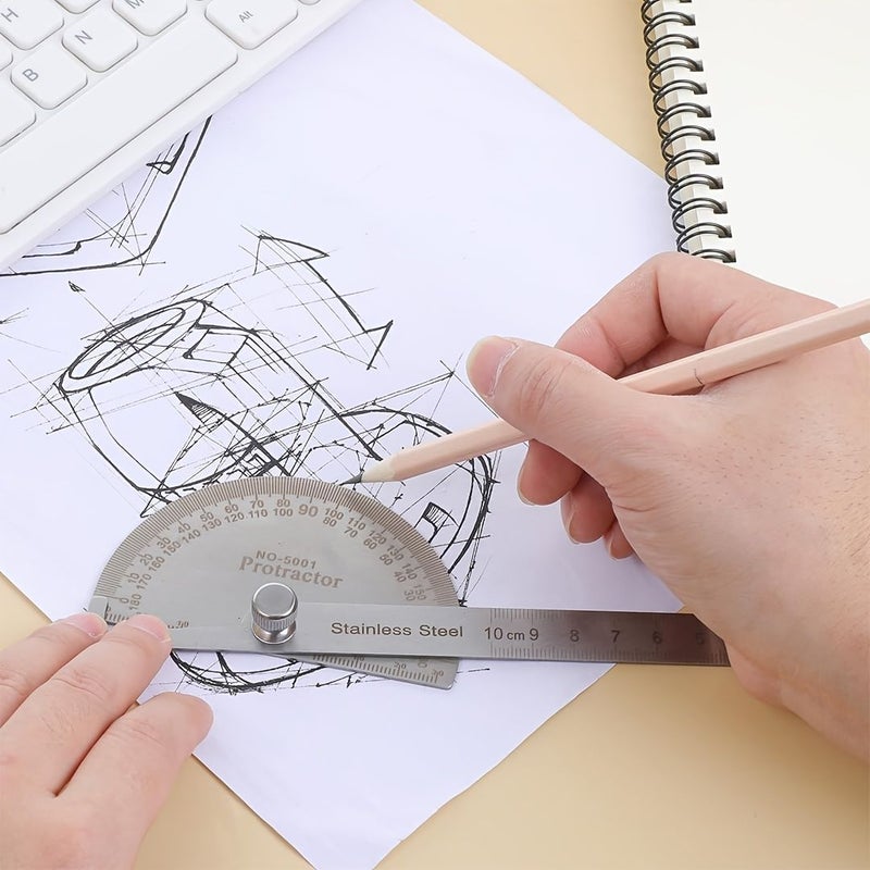 Metal Protractor Miter Angles Finder 0-180 Degree Free Measurement Machinist Angle Finder 14Cm 5.51 Inch Woodworking Ruler Angles Measurement Tool - Image 5