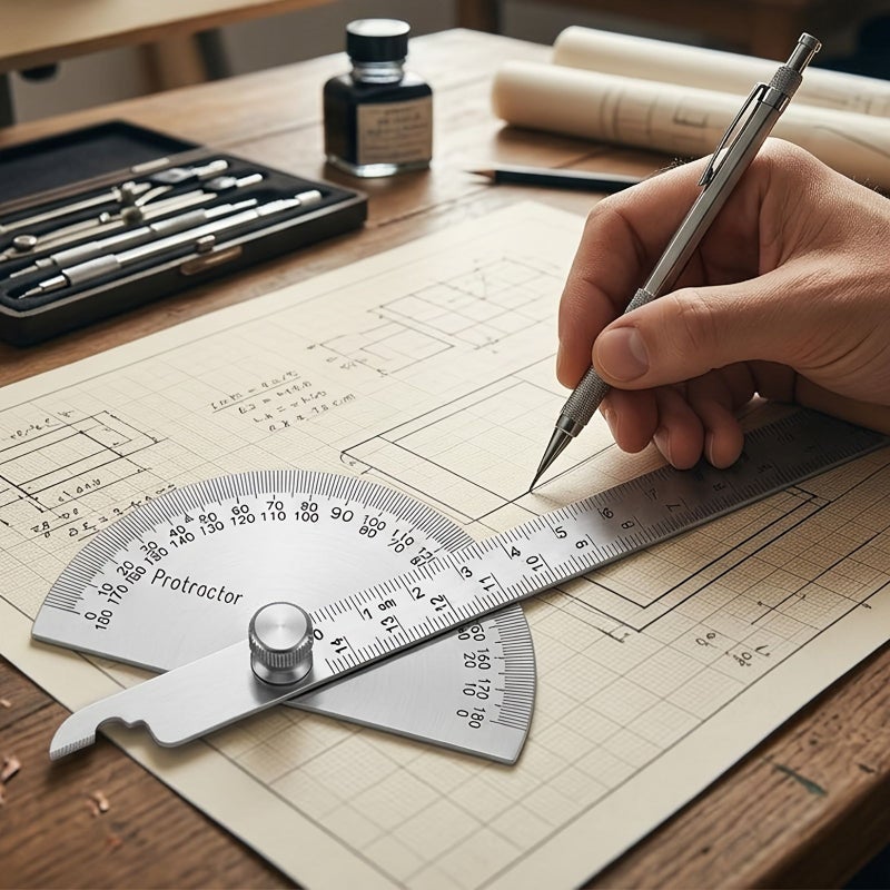 Metal Protractor Miter Angles Finder 0-180 Degree Free Measurement Machinist Angle Finder 14Cm 5.51 Inch Woodworking Ruler Angles Measurement Tool - Image 3