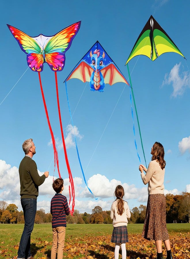 YFAFENGS 3 Pack Butterfly Delta Dragon Kites for Adults & Kids, Easy Fly Kites for Beginners to Professionals, Outdoor Fun for Beach, Lake, Backyard, Park & Halloween Festival Activities - Image 4