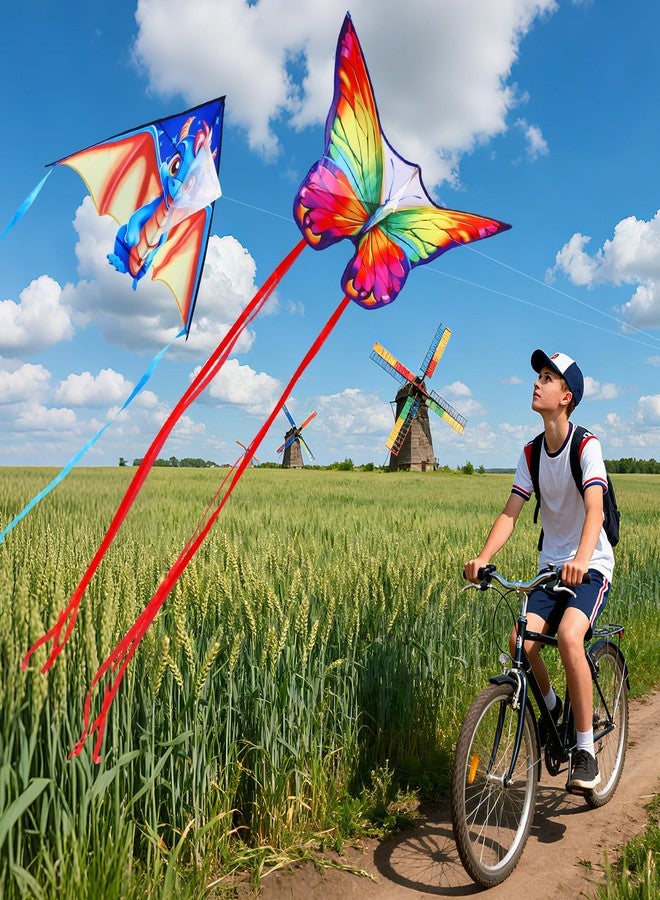 YFAFENGS 3 Pack Butterfly Delta Dragon Kites for Adults & Kids, Easy Fly Kites for Beginners to Professionals, Outdoor Fun for Beach, Lake, Backyard, Park & Halloween Festival Activities - Image 5