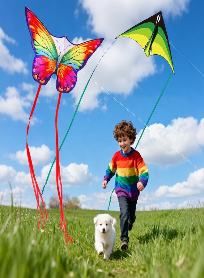 YFAFENGS 3 Pack Butterfly Delta Dragon Kites for Adults & Kids, Easy Fly Kites for Beginners to Professionals, Outdoor Fun for Beach, Lake, Backyard, Park & Halloween Festival Activities - Image 2