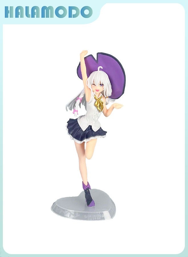 HALAMODO The Journey of Elaina Premium Standing Figurine of Hat - wearing Youthful Elaina with Fine Details for Impressive Desk Adornment 19 cm - Image 1