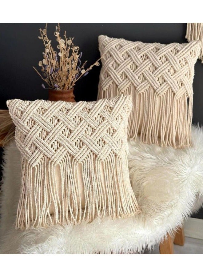 HMK CRAFTS غطاء وساده من خيوط المكرميه القطن مقاس 40*40 - Image 1