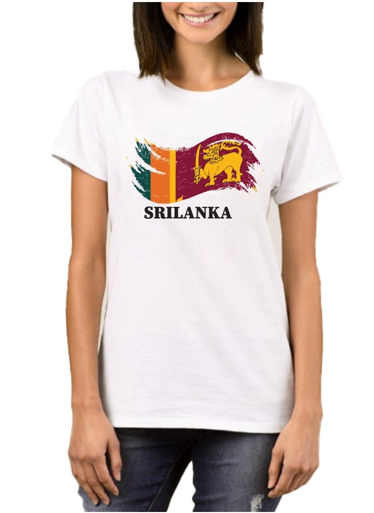 PRINTSHOP4ME - Sri Lankan Independence Day Adult Women's T-Shirt - Women's Sri Lanka T-Shirt with Round Neck Short Sleeve - Perfect for Independence Day - Image 1