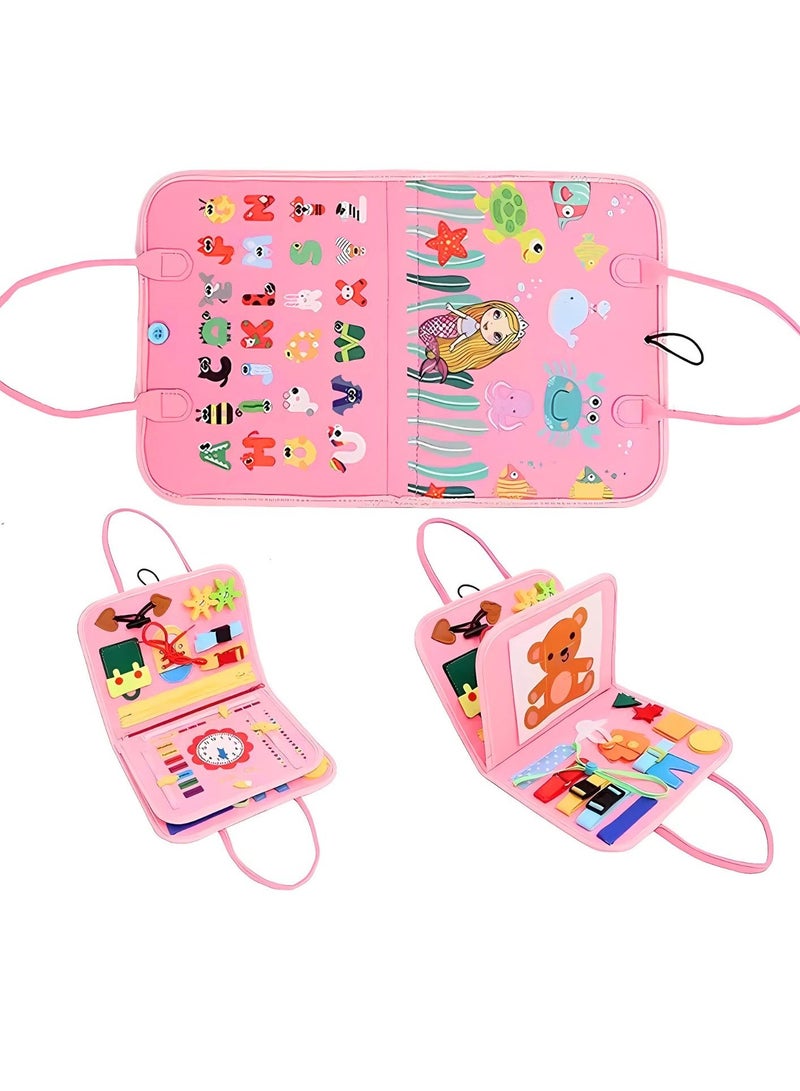 Sybil's Pink Busy Board Activity Kit for Toddlers (Travel Suitcase Style) - Image 5