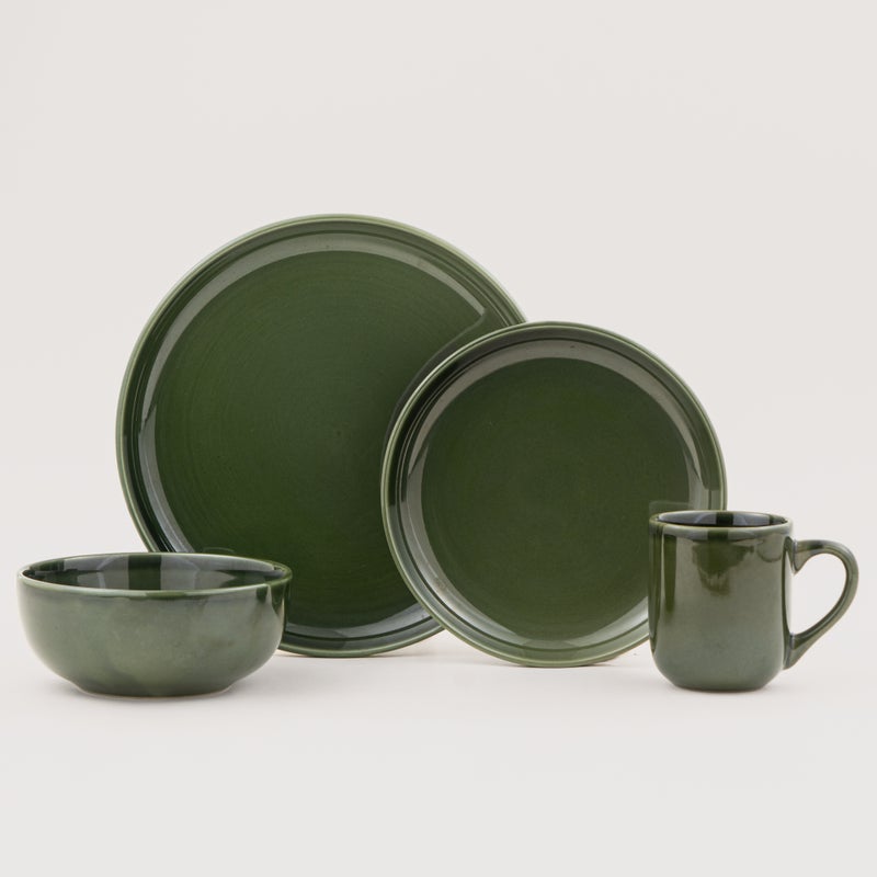 La Mesa 16pcs stoneware dinner set, green - Image 1