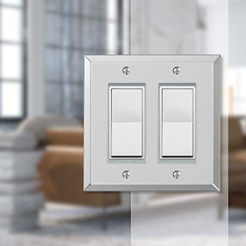 Amerelle Mirror Double Rocker Wallplate in Clear Mirror, 2 Rocker - Image 3