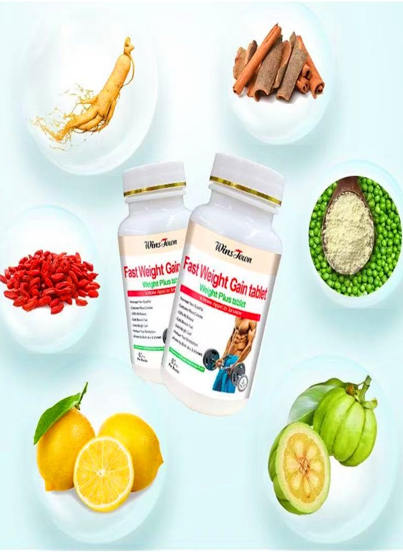 Wins Town Gain Appetite Booster Muscle Growth Weight Gain and Digestion Support Pills for Men and Women to Eat More Natural Herbs Supplement 60 Capsules  - Image 2