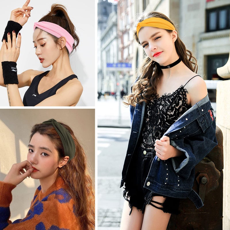 Tyfthui Headbands for Women, Fashionable Sports Hairbands, Elastic Wide Headbands Non Slip Workout Yoga Sport Headbands for Women (Color C) - Image 5