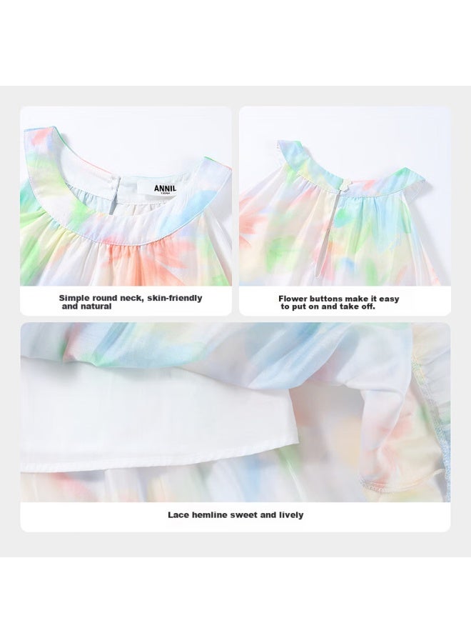 Annil Children's Wear Girls' Sleeveless Dress Summer New Fairy Dress Sweet And Colorful Vest Dress - Image 5