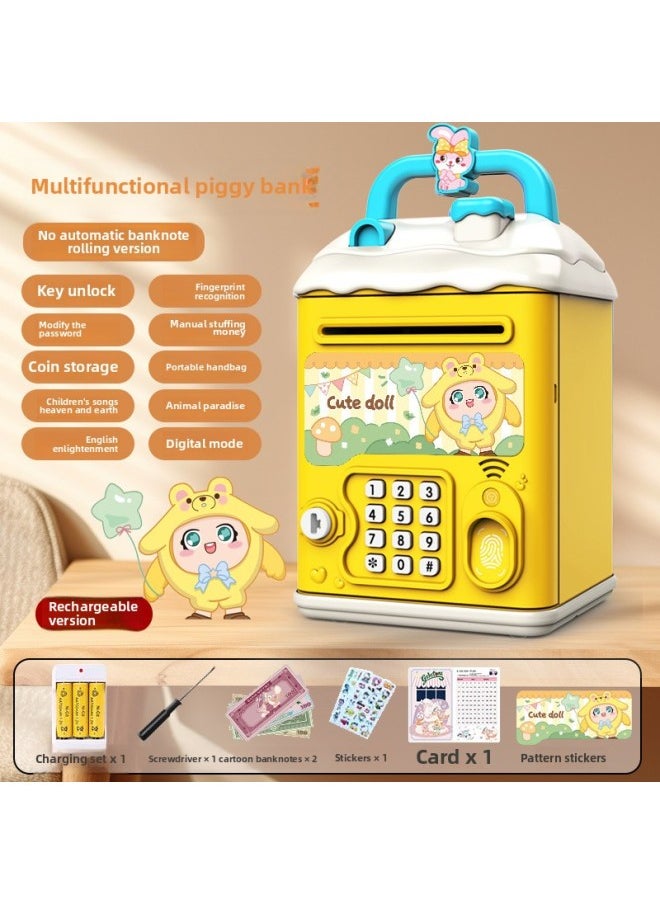 Generic - Can't Get In And Out Of The Year Piggy Bank Only Boys Password Box Kulomi Savings Girls Children Can Access-Color:Yellow Egg Cub☀Password Key Unlock Without Automatic Banknote Rolling☀Rechargeable Version - Image 1
