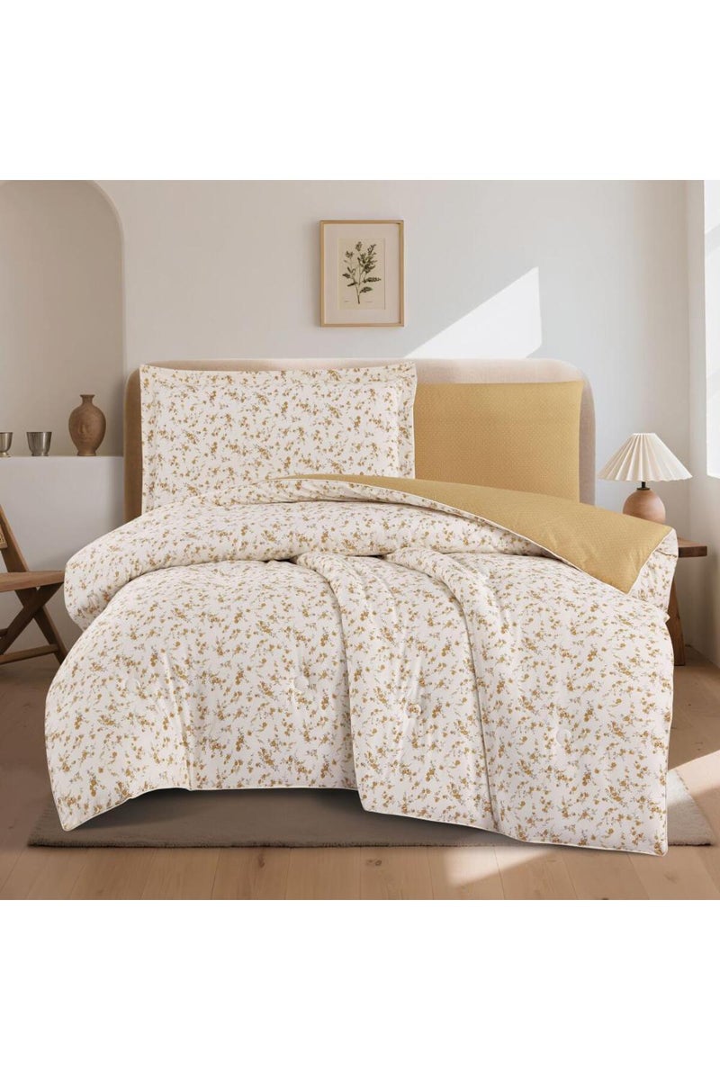 ميلين طقم مفرش سرير صيفي مفرد ونص قطن 100% - 4 قطع – يناسب سرير بمقاس 200x120 - نولين -كريمي - بيج غامق - Image 3