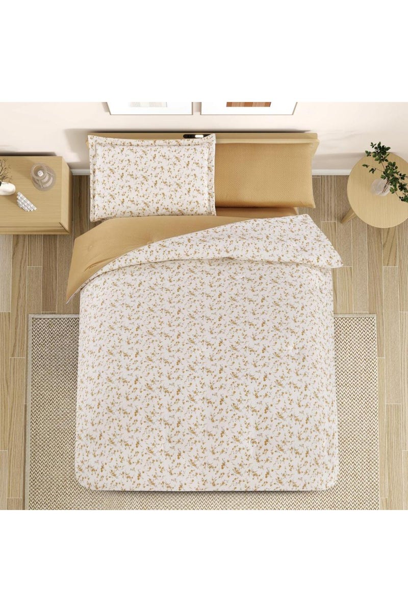 ميلين طقم مفرش سرير صيفي مفرد ونص قطن 100% - 4 قطع – يناسب سرير بمقاس 200x120 - نولين -كريمي - بيج غامق - Image 2