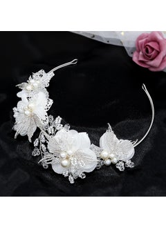 Oriamour Oriamour White Flower Girl Headpiece for Wedding Flower Girl Headband Communion headpiece for girls Princess Crystal Hair Accessories for Birthday Party First Communion Silver 