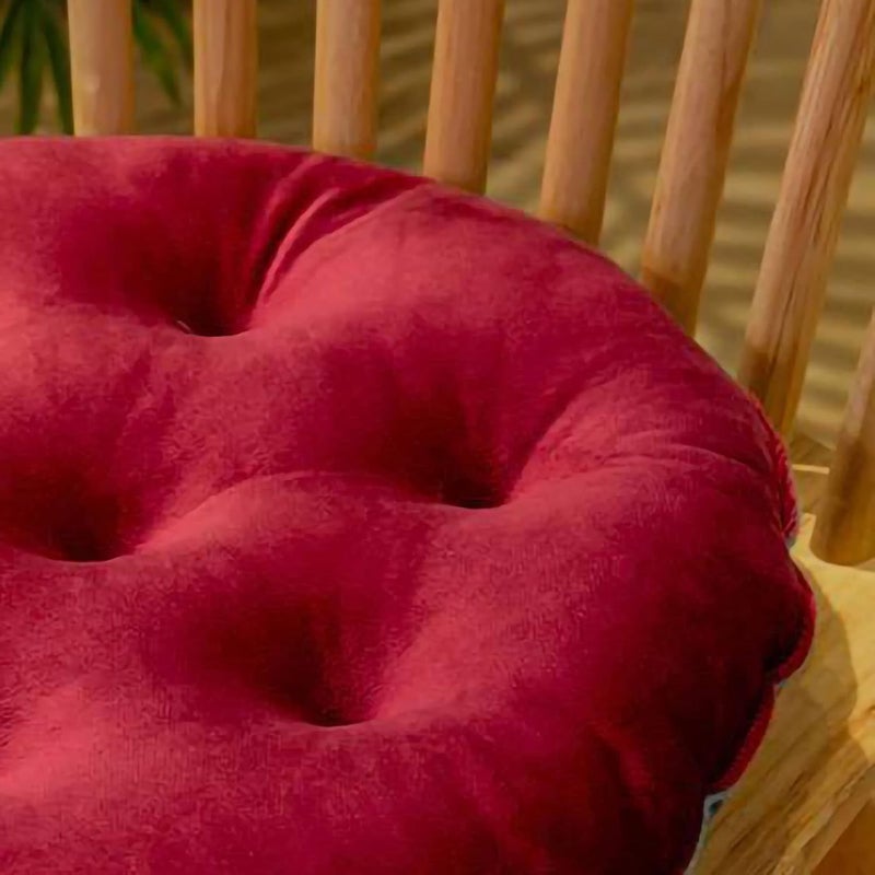 Tyenaza 40 x 40cm Seating Cushion, Cute Color Matching Warm Plush Comfortable Fill Chair Pillow, for Autumn Winter (Wine Red) - Image 3