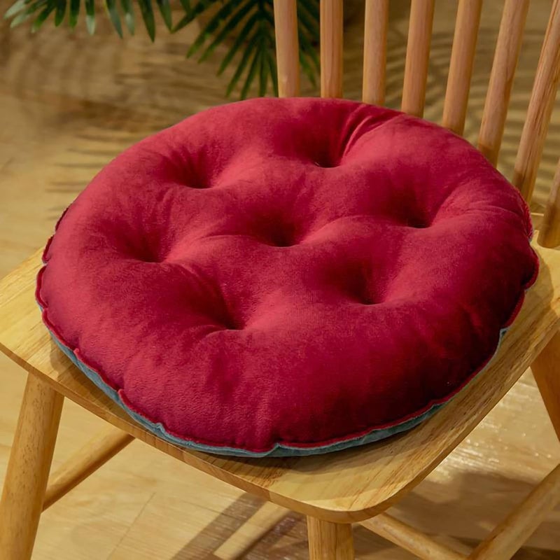 Tyenaza 40 x 40cm Seating Cushion, Cute Color Matching Warm Plush Comfortable Fill Chair Pillow, for Autumn Winter (Wine Red) - Image 1