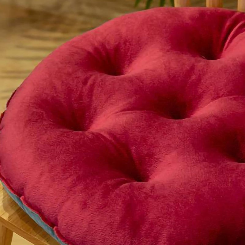 Tyenaza 40 x 40cm Seating Cushion, Cute Color Matching Warm Plush Comfortable Fill Chair Pillow, for Autumn Winter (Wine Red) - Image 5