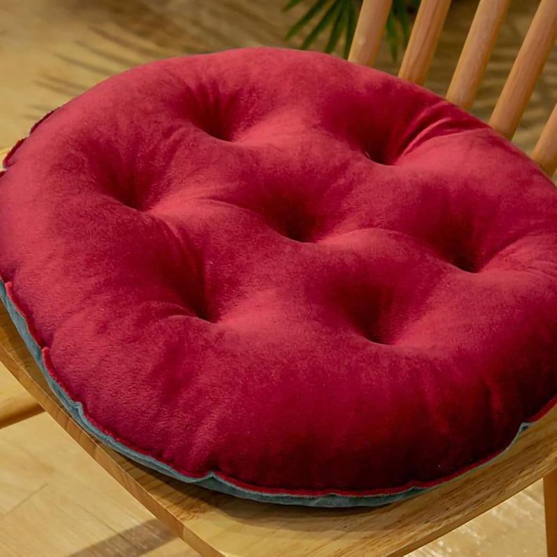 Tyenaza 40 x 40cm Seating Cushion, Cute Color Matching Warm Plush Comfortable Fill Chair Pillow, for Autumn Winter (Wine Red) - Image 2