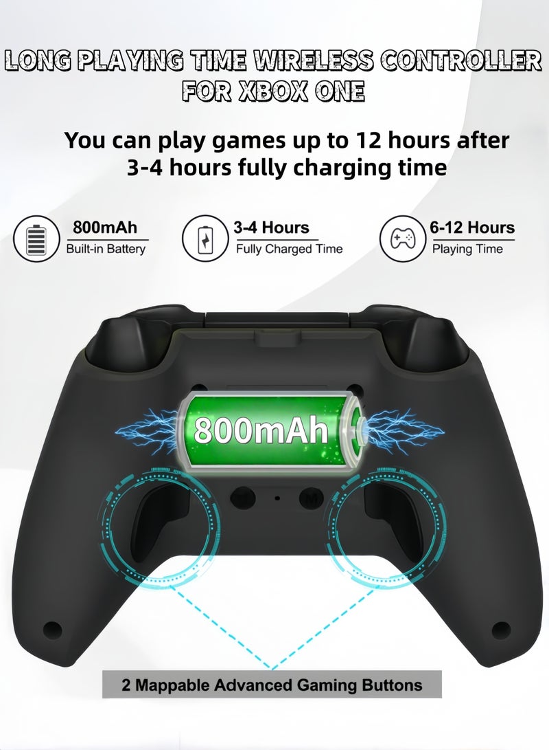 CoolRabbie RGB Wireless Game Controller For Xbox One, Xbox Series X/S, Xbox One X/S, PC, With 800mAh Battery, Programmable, Turbo Function, 4 Lighting Modes, With 2.4GHZ Wireless Adapter Gamepad With Hall Effect Joysticks , Black - Image 4