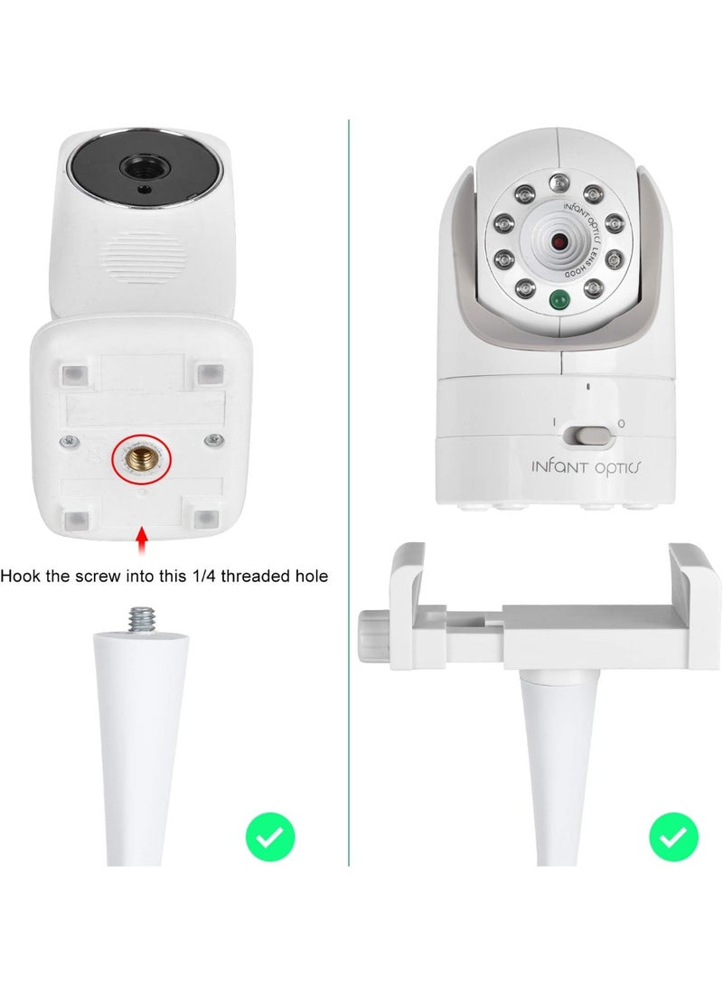 Baby monitor stand/camera holder, compatible with Infant Optics DXR 8 and DXR-8 Pro as well as most other baby monitors, universal baby camera holder that can be mounted on crib frames or furniture (white). - Image 2