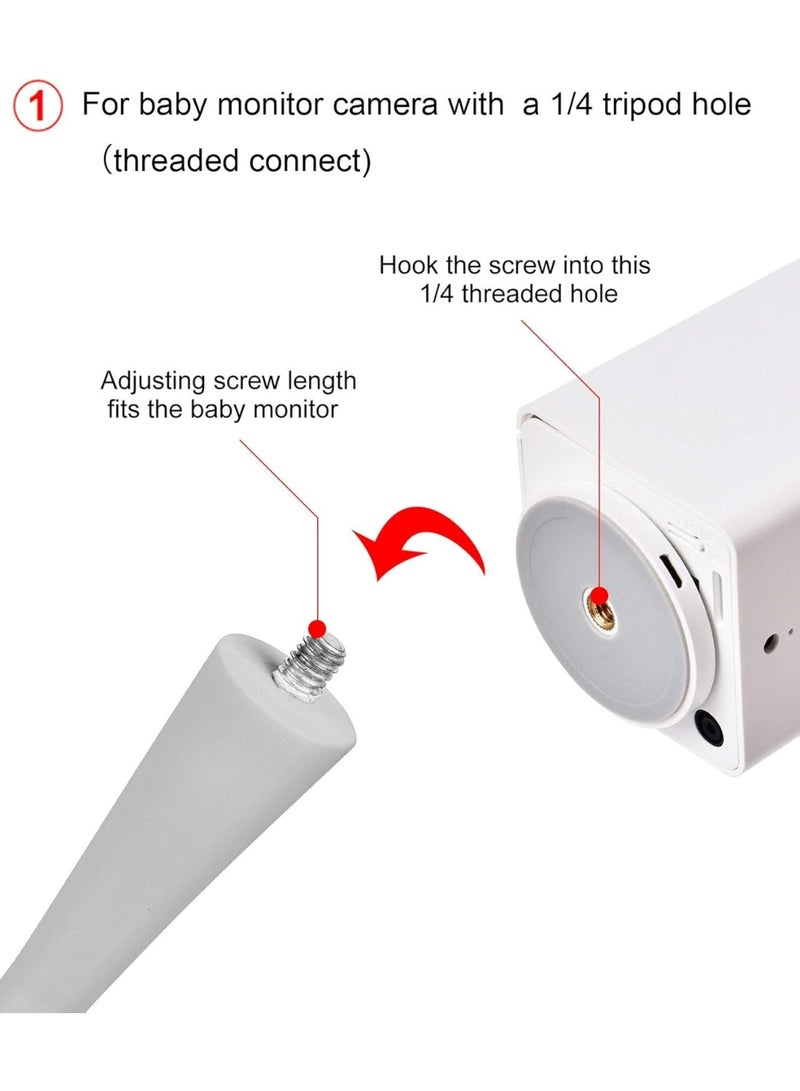 Baby monitor stand/camera holder, compatible with Infant Optics DXR 8 and DXR-8 Pro as well as most other baby monitors, universal baby camera holder that can be mounted on crib frames or furniture (white). - Image 3