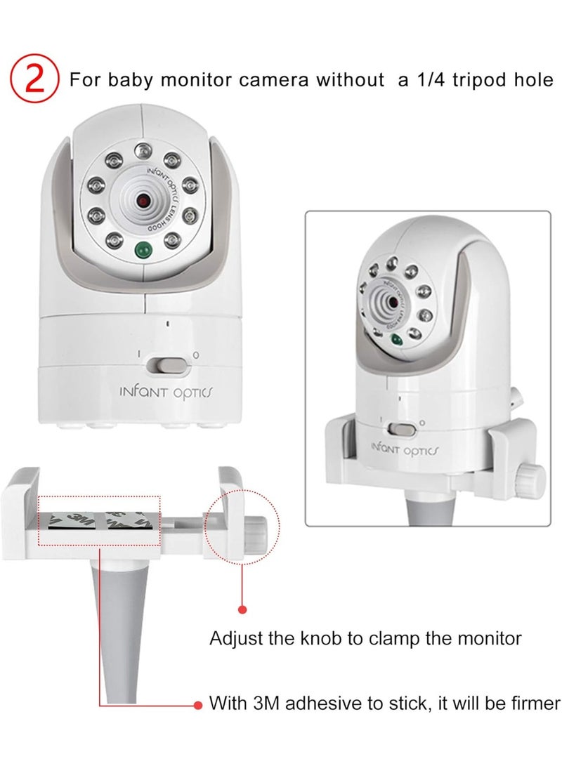 Baby monitor stand/camera holder, compatible with Infant Optics DXR 8 and DXR-8 Pro as well as most other baby monitors, universal baby camera holder that can be mounted on crib frames or furniture (white). - Image 4