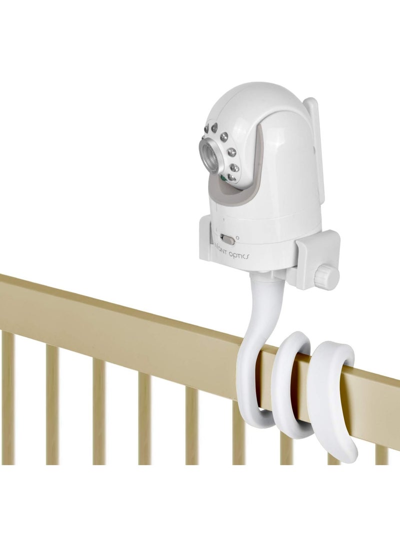 Baby monitor stand/camera holder, compatible with Infant Optics DXR 8 and DXR-8 Pro as well as most other baby monitors, universal baby camera holder that can be mounted on crib frames or furniture (white). - Image 1