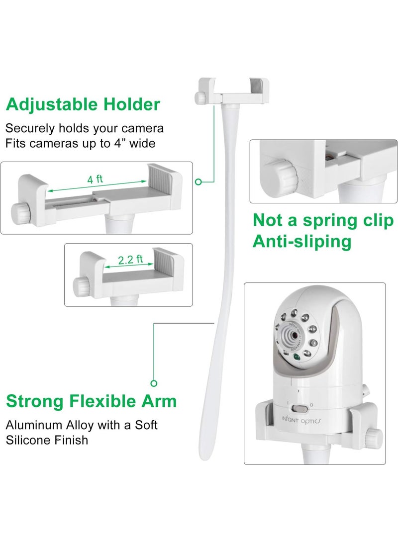 Baby monitor stand/camera holder, compatible with Infant Optics DXR 8 and DXR-8 Pro as well as most other baby monitors, universal baby camera holder that can be mounted on crib frames or furniture (white). - Image 5