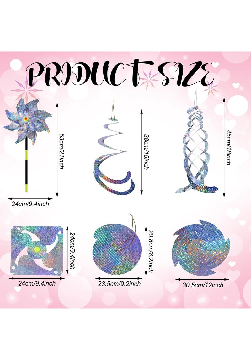 Zikra 9Pcs Bird Spiral Reflectors Hanging Reflective Bird Geese Deterrent Device Outdoor Silver Mylar Spinner Garden Decorative Scare Birds Away Pigeon and Geese - Image 5