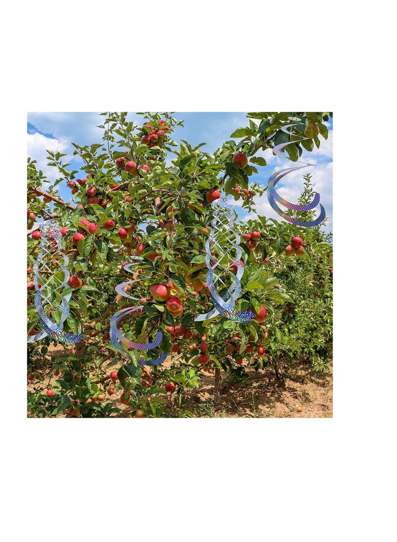 Zikra 9Pcs Bird Spiral Reflectors Hanging Reflective Bird Geese Deterrent Device Outdoor Silver Mylar Spinner Garden Decorative Scare Birds Away Pigeon and Geese - Image 3