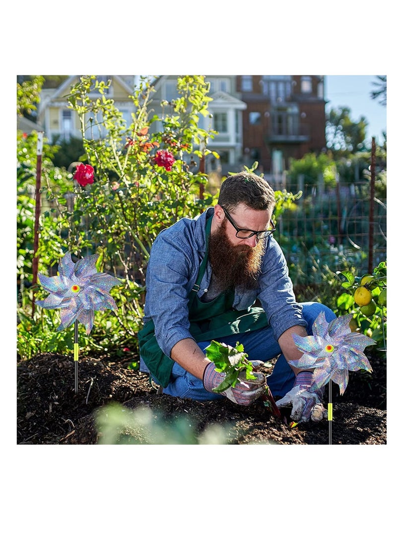 Zikra 9Pcs Bird Spiral Reflectors Hanging Reflective Bird Geese Deterrent Device Outdoor Silver Mylar Spinner Garden Decorative Scare Birds Away Pigeon and Geese - Image 2