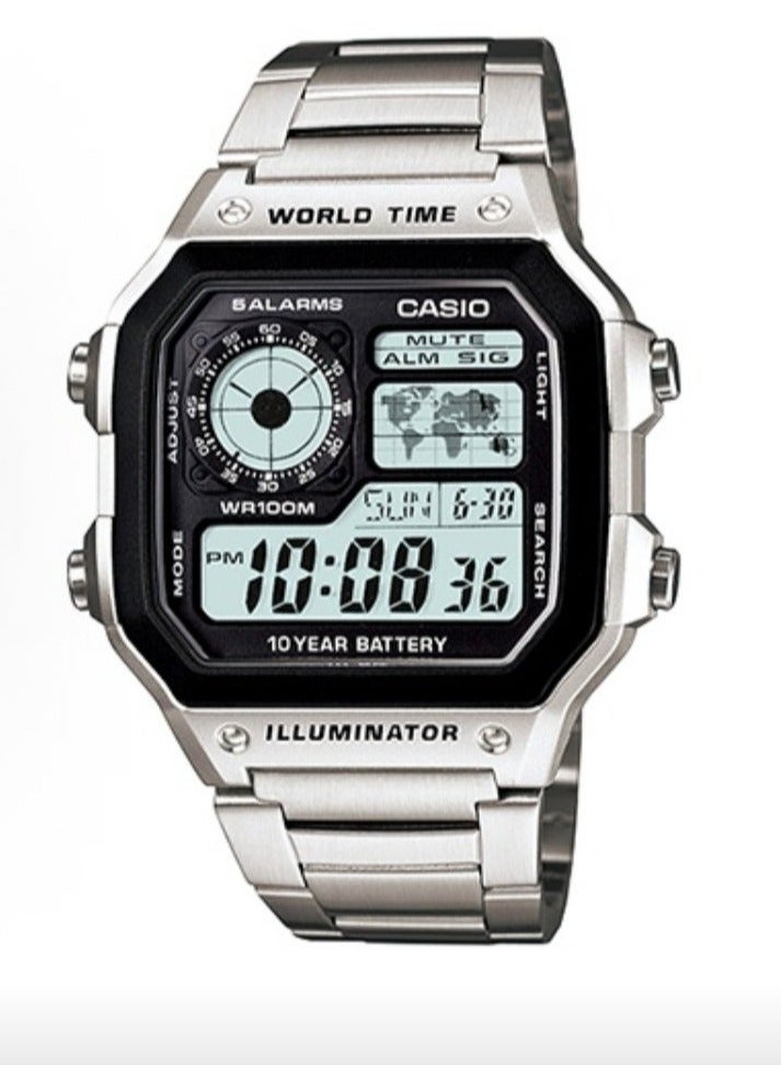 كاسيو ساعة كاسيو من الفولاذ غير القابل للصدأ من طراز Casio Vintage -وهي عبارة عن شريط من الفولاذ الكوارزي مقاوم للماء مقاوم للماء - Image 1